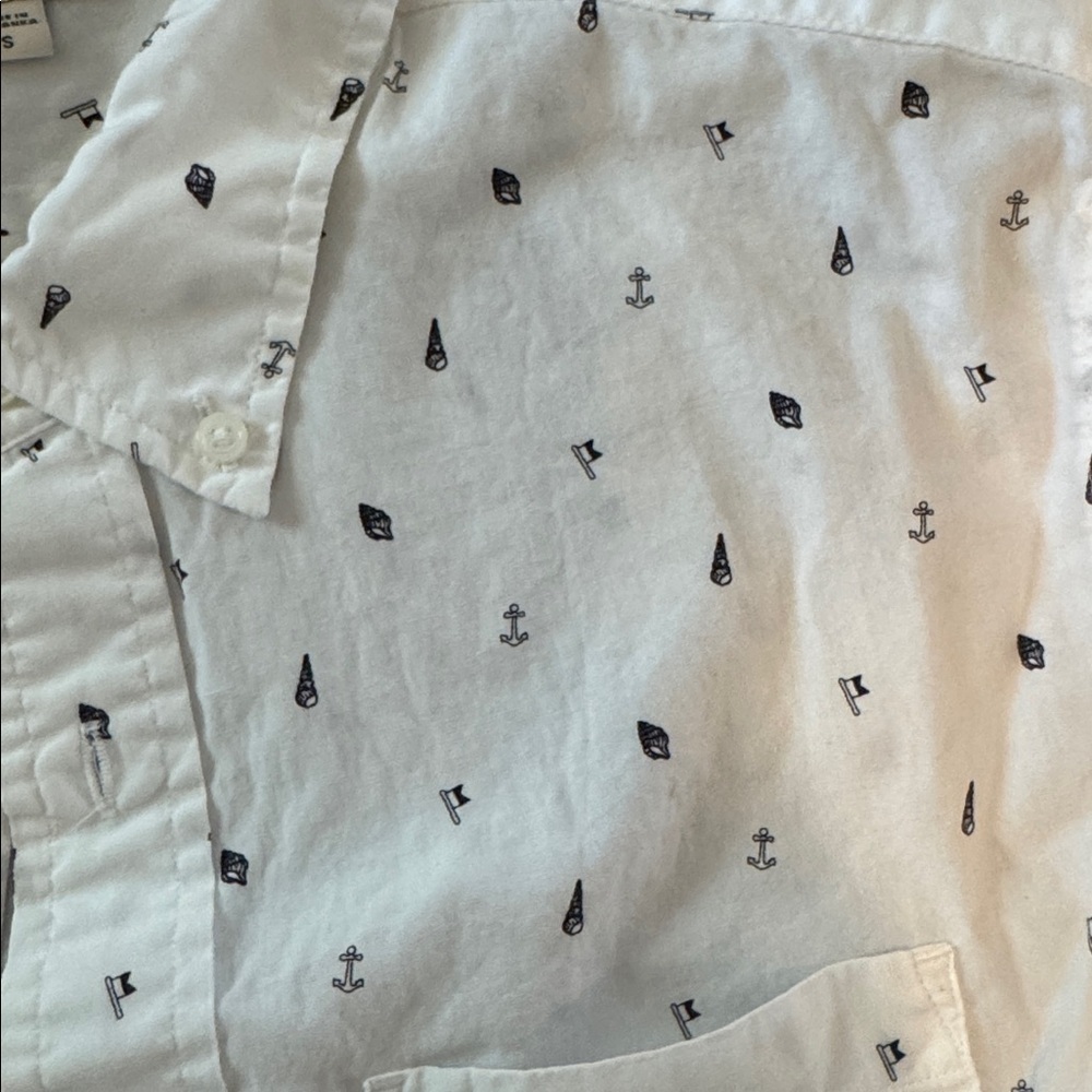 Club Monaco Cream Shirt with Black Nautical Print - Picture 3 of 3
